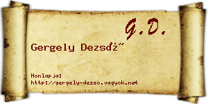 Gergely Dezső névjegykártya